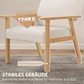 Miniatyrbillede 7 af 10: Lænestol med armlæn, spisestuestol, relaxstol i linned look, polstret stol til stue, soveværelse, stel af massivt træ, 64 x 70 x 72 cm, cremehvid