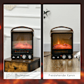 Miniatyrbillede 8 af 10: Elektrisk Pejs Med Flammeeffekt, Støjsvag Fritstående Pejs Med Håndtag, Justerbar Pejs, 750/1500W Indvendig Varme Med Overophedningsbeskyttelse
