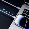 Pikkukuva 7 / 9: iPhone-kaapeli LED-merkkivalolla USB-C - Lightning 20W 2m valkoinen