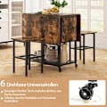 Miniatyrbild 4 av 5: 3 stycken Fällbart matbordsset Utdragbart matbord med 2 pallar och 2 näthyllor