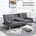 Pikkukuva 5 / 10: Vuodesohva 3-Istuttava Vuodesohva Kokoontaitetulla Pöydällä, Mukiteline, Scandi Design, Tummanharmaa, 250Kg Asti