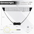 Miniatyrbillede 3 af 5: Badminton netstativ bærbart fjerboldspil med ketsjere komplet badmintonsæt sort