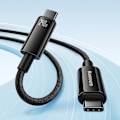 Miniatyrbillede 4 af 9: Flettet USB-C kabel 480Mb/s 240W Tungsten Guld 3m sort