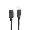 Pikkukuva 1 / 3: USB kaapeli | USB 2.0 | USB-A Uros | USB-A Naaras | 480 Mbps | Niklattu | 3.00 m | Pyöreä | PVC | Musta | Label