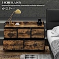 Miniatyrbillede 5 af 10: Kommode med 5 skuffer Stof Kommode Opbevaringsskab med stålramme Industrielt design til soveværelse Stue Rustik Brun