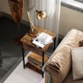 Miniatyrbillede 8 af 10: Sidebord, sofabord i industrielt design, sofabord med stålstel, til stue, soveværelse, 40 x 40 x 68 cm, rustik brun