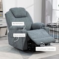 Miniatyrbild 10 av 10: Tv-Stol Ståhjälp Elektrisk Avslappningsstol Liggfunktion Värmefunktion 1 Motormassagefunktion Pocket Fjäderkärna Mörkgrå