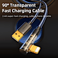 Miniatyrbild 2 av 9: Vinklad kabel för iPhone USB-A - Ligtning 2,4A 1,2m blå