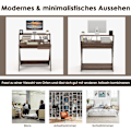 Miniatyrbillede 3 af 5: X-formet computerskrivebord med skuffe & monitor stiger skrivebord valnød