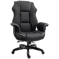 Miniatyrbillede 1 af 10: Kontorstol Skrivebordsstol Drejestol Med Armlæn Højdejusterbar Ergonomisk Med Vippefunktion Imiteret Læder Sort 76X80X118-124 Cm