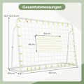 Miniatyrbillede 3 af 5: 2 i 1 fodboldmål & rebounder fodboldmål 187 x 60 x 102-122,5 cm børnefodboldmålsæt højdejusterbar hvid