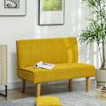 Miniatyrbillede 3 af 10: 2 pers. sofa, sofa med fløjlslook, træben, polstret sofa, dobbeltsofa til soveværelse, stue, 110 x 62 x 85 cm, gul