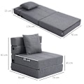Miniatyrbillede 5 af 7: Klapsovestol, Sovesofa, 2-I-1 Klapstol Med Sengefunktion, Afslapningsstol Med Puder, Gæsteseng, Bæreevne Op Til 100 Kg, Mørkegrå