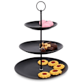 Miniatyrbillede 1 af 9: Elegant tre-lags kagebakke i sort porcelæn