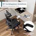 Miniatyrbillede 5 af 5: Ergonomisk kontorstol med justerbar lændestøtte &amp; Nakkestøtte computerstol sort