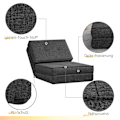 Miniatyrbillede 7 af 10: Gulvsofa foldbar lænestol gulvstol 5-trins justerbar foldbar lænestol sovesofa enkelt sofa mørkegrå 61 x 73 x 58 cm |