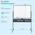 Miniatyrbillede 2 af 5: 120 x 90 cm Dobbeltsidet mobil tavle med stifttavle &amp; Roller &amp; Sort stativ