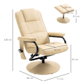 Miniatyrbillede 4 af 10: Hvilestol Med Liggefunktion, Massagestol, Tv-Stol, Tv-Lænestol Med Massagefunktion Inkl. Skammel, Imiteret Læder, Cremehvid, 77 X 84 X 95 Cm