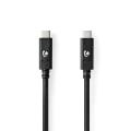 Miniatyrbillede 1 af 3: USB-kabel | USB 3.2 Gen 2 | USB-C™ Han | USB-C™ Han | 100 W | 4K@60Hz | 10 Gbps | Nikkelplateret | 1.00 m | Runde | PVC | Sort | Box