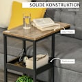 Miniatyrbillede 8 af 10: Sidebord Sofabord med Hjul Hylde Industriel stil Sofabord til Stue Soveværelse Mørkebrun 51 x 33 x 66 cm