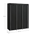 Miniatyrbillede 6 af 7: DIY stof garderobe med skinner, stor kapacitet, sort