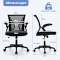 Miniatyrbillede 3 af 5: Ergonomisk kontorstol med foldbare armlæn Medium Back Skrivebordsstol 57 x 63 x 90-100cm Sort