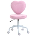 Miniatyrbillede 1 af 10: Drejestol Executive Stol Computer Stol Sæde Højdejustering Sød Hjerteformet Polstring Pink Hørstof 40 X 50 X 79-89 Cm