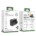 Miniatyrbild 5 av 6: Nätladdare Engelsk kontakt UK GaN 65W 1x USB 2x USB-C PD svart