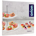 Miniatyrbillede 8 af 9: To-lags småkagefad i hvidt porcelæn og rustfrit stål