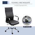 Miniatyrbild 7 av 10: Kontorsstol ergonomisk chefsstol med vippfunktion, höj- och sänkbar, klädd i konstläder och skum, svart