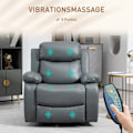 Miniatyrbild 5 av 10: Relaxstol, Massagefunktion, Elektrisk Tv-Stol, 8 Vibrationshuvuden, Vippfunktion, Vridbar, Fjärrkontroll, Sidoficka, Konstläder, Grå