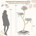 Miniatyrbillede 3 af 5: 178 cm kattetræ med sisal kradsestolper & 3 varme liggeflader & plysbolde grå