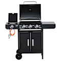 Pikkukuva 1 / 10: Kaasugrilli Bbq Grill Cart 3 Polttimella 1 Sivupoltin Paineenalennusletkut Kaappi Monitoimi Teräs Musta 110 X 50 X 100 Cm
