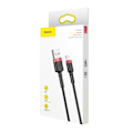 Pikkukuva 9 / 9: Kestävä punottu USB-kaapeli iPhone Lightning QC3 2m:lle - musta ja punainen
