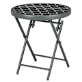 Miniatyrbillede 1 af 10: Foldebord Sidebord Glasplade Campingbord Sort 45X45X50Cm