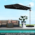 Miniatyrbillede 4 af 5: Rektangulær parasol 300 x 300 cm stor cantilever parasol med håndsving sort