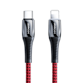 Pikkukuva 1 / 9: Kaapeli iPhonelle USB-C - Lightning Power Delivery 20W 2.4A 1.2m punainen