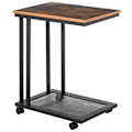 Miniatyrbillede 1 af 10: Sidebord C-Formet Rullevogn, Serveringsvogn, Sidebord, Træ + Metal, Sort + Valnød, 51X36X65 Cm