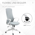 Pikkukuva 8 / 10: Työtuoli Keinutoiminto, Korkeussäädettävä Työtuoli, Ergonominen Tietokonetuoli, Kääntyvä, Joustava Kangas, Vaaleanharmaa