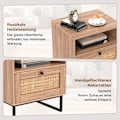 Miniatyrbillede 3 af 5: Natbord i rattan i middelalderstil med skuffe og åbent sidebord med accentbord