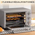Pikkukuva 6 / 10: pieni uuni 21L, 100°C-230°C, 1 tunnin ajastin, 3 kypsennystilaa, ritilä, uunipelti, ruostumaton teräs, 46L x 38,5W x 29H cm, hopea