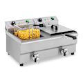 Miniatyrbillede 2 af 6: Elektrisk catering dobbeltfriture med vandhane 230 V 2 x 3200W 2 x 13 L