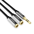 Miniatyrbild 1 av 6: Audio splitter kabel minijack 3,5 mm - 2x minijack 3,5 mm 21cm svart