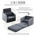 Miniatyrbild 5 av 10: Bäddsoffa 70X76X77Cm Bäddsoffa, Enkelsoffa Med Tvättbart Överdrag, 2 Sidfickor, Kuddar, Metall, Grå