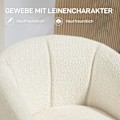 Miniatyrbillede 7 af 10: Lænestol loungestol med armlæn, 360° drejefunktion, hørlook, drejestol med metalben, til stue, soveværelse, cremehvid