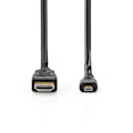 Pikkukuva 2 / 3: High Speed ​​HDMI ™ Kaapeli Ethernet | HDMI™ liitin | HDMI™ Micro | 4K@30Hz | 10.2 Gbps | 1.50 m | Pyöreä | PVC | Musta | Label