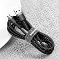 Pikkukuva 8 / 9: Kestävä joustava kaapeli USB microUSB QC3.0 2.4A 1M musta ja harmaa