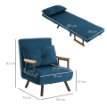 Miniatyrbillede 4 af 10: Sovesofa Relax Stol Seng Funktion Gæsteseng Fløjlsrygpude Justerbar Ryglæn Blå 63X73X81Cm