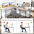 Miniatyrbillede 4 af 5: L-formet skrivebord med skærmstativ & 3 kabelhuller vendbart hjørnebord lysegrå