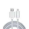 USB till Lightning-kabel, 2,4A, 3m, Nylon - Silver